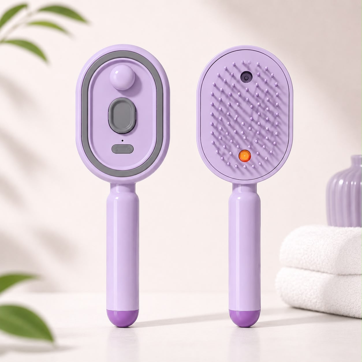 Electric Spray Hair Brush with Self-Cleaning Scalp Massager