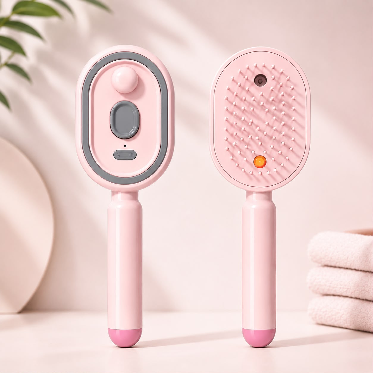 Electric Spray Hair Brush with Self-Cleaning Scalp Massager